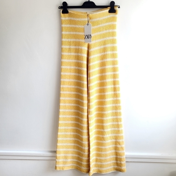 Zara Rustic Striped Knit High Waist Pants & Top Loungewear Set NWT Medium - Picture 11 of 15